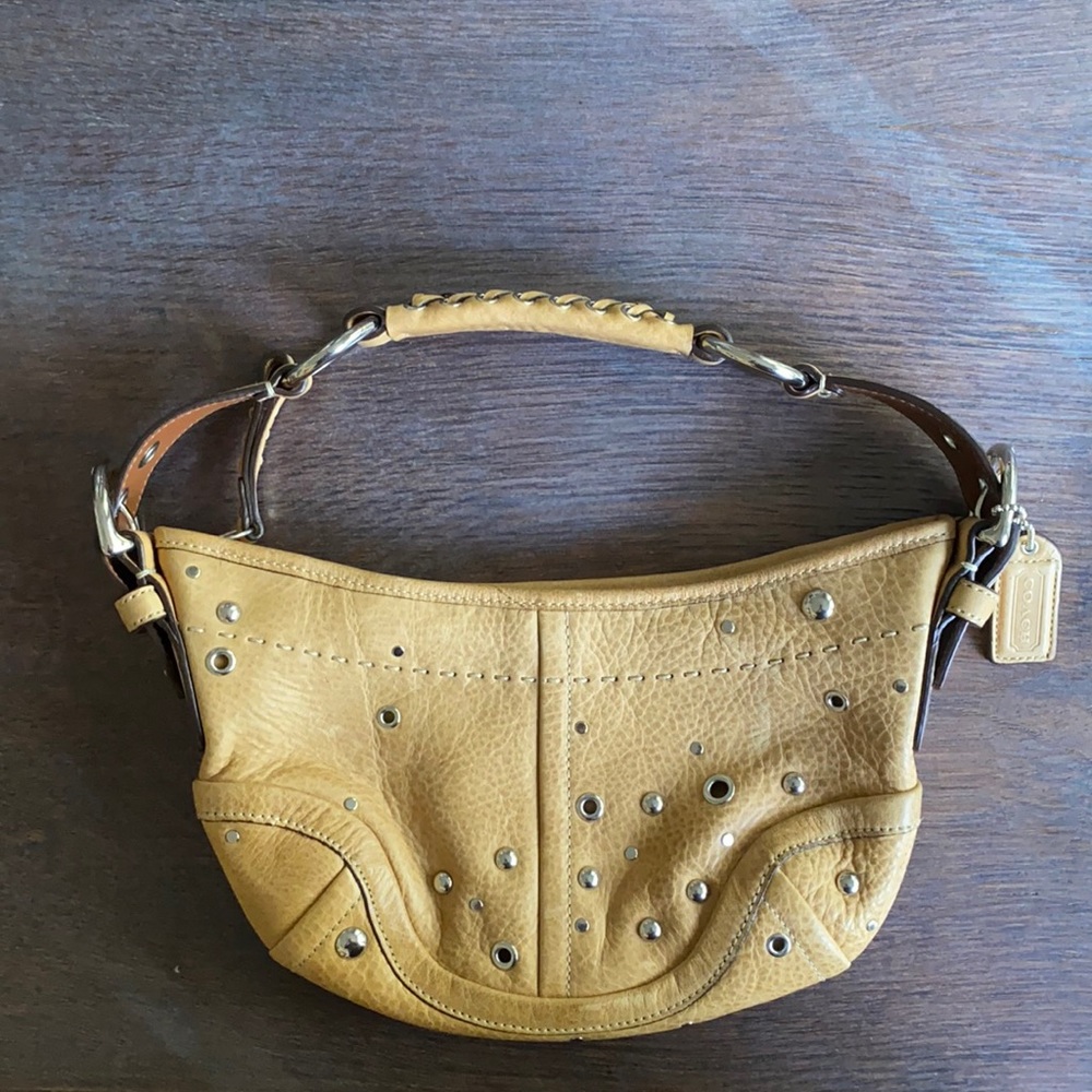 Coach Silver Studded Leather Handbag